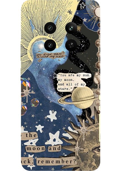 Realme 12 Pro Plus Için Siyah Starry Promises Desenli Silikon Kılıf