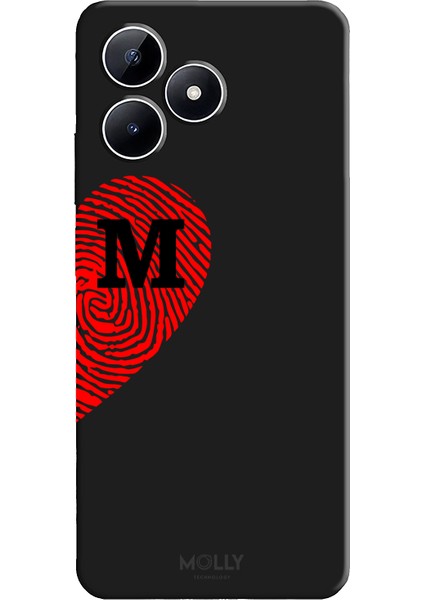 Realme Note 50 Için Siyah M-Harfli Touch Of love Desenli Silikon Kılıf