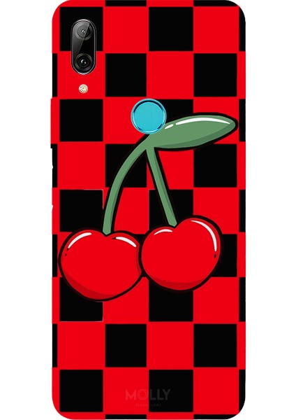 Huawei P Smart 2019 Için Siyah Cherry Pop Desenli Silikon Kılıf