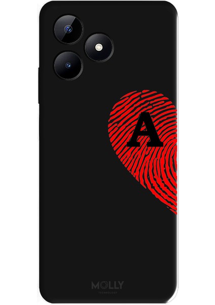 Realme C53 Için Siyah A Harfli Touch Of love Desenli Silikon Kılıf