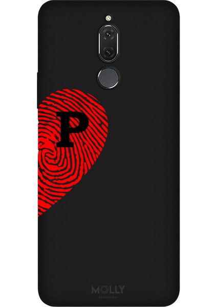 Huawei Mate 10 Lite Için Siyah P-Harfli Touch Of love Desenli Silikon Kılıf