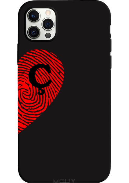 iPhone 11 Pro Max Için Siyah Ç-Harfli Touch Of love Desenli Silikon Kılıf