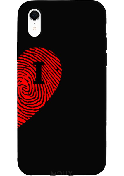 iPhone Xr Için Siyah I-Harfli Touch Of love Desenli Silikon Kılıf