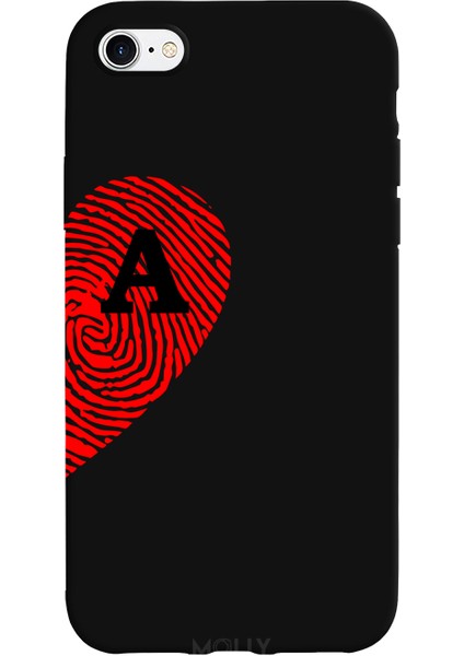 iPhone 8 Için Siyah A-Harfli Touch Of love Desenli Silikon Kılıf