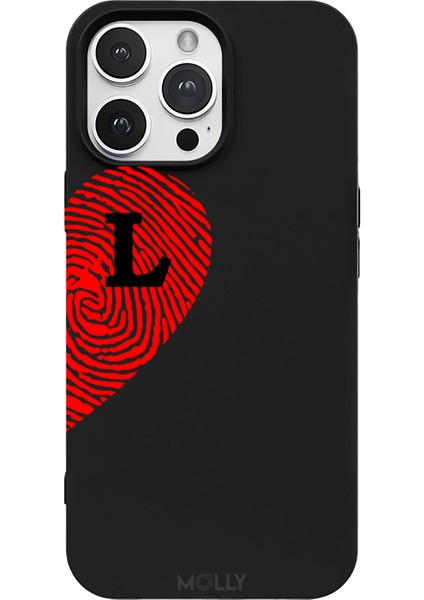 iPhone 13 Pro Max Için Siyah L-Harfli Touch Of love Desenli Silikon Kılıf