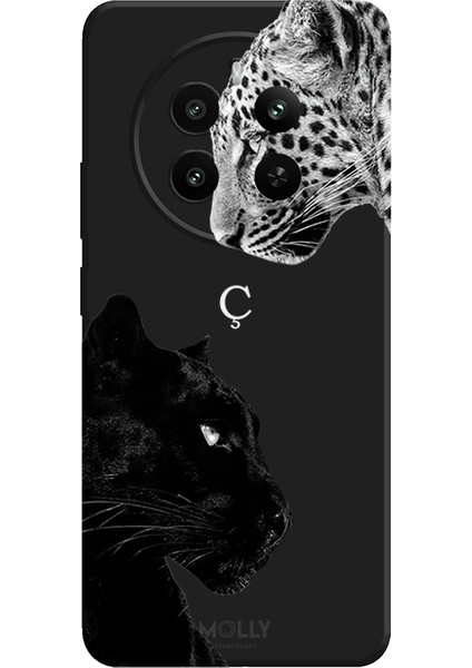 Realme 12 Pro Plus Için Siyah Ç Harfli Wild Lovers Desenli Silikon Kılıf