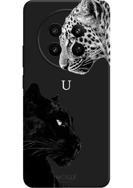 Realme 12 Pro Plus Için Siyah U Harfli Wild Lovers Desenli Silikon Kılıf