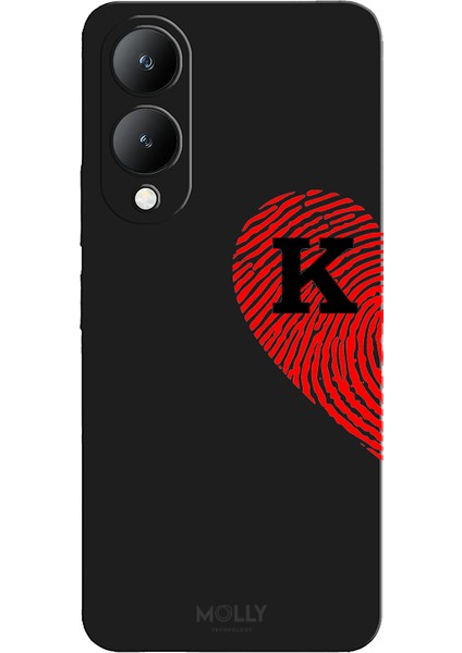 Vivo Y17S Için Siyah K Harfli Touch Of love Desenli Silikon Kılıf