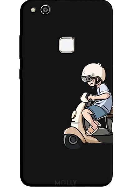 Huawei P10 Lite Için Siyah Twinspire Desenli Silikon Kılıf