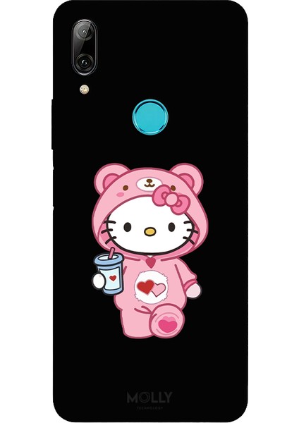 Huawei P Smart 2019 Için Siyah Kitty Sip Desenli Silikon Kılıf