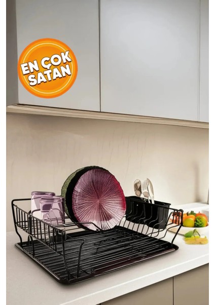Tek Katlı Paslanmaz Çelik Tezgah Üstü Su Hazneli Bulaşıklık - Kaşıklıklı Bulaşık kurutma sepeti