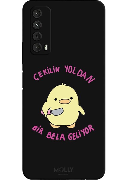 Huawei P Smart 2021 Için Siyah Sevimli Ördek Desenli Silikon Kılıf