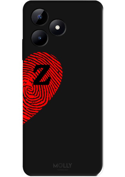 Realme C53 Için Siyah Z-Harfli Touch Of love Desenli Silikon Kılıf