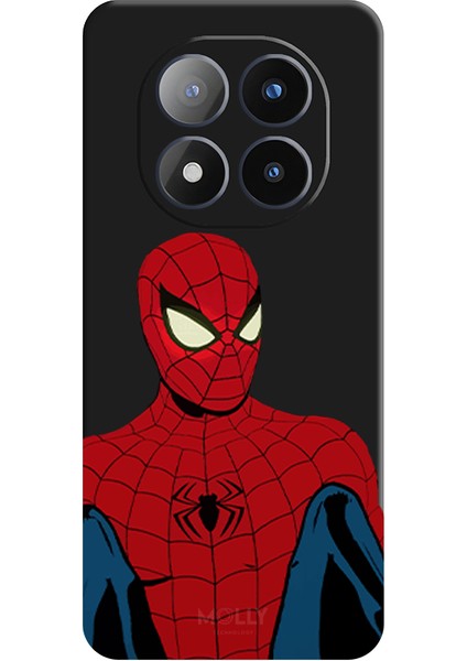 Xiaomi Redmi 14 Pro Plus Için Siyah Retro Spider Desenli Silikon Kılıf