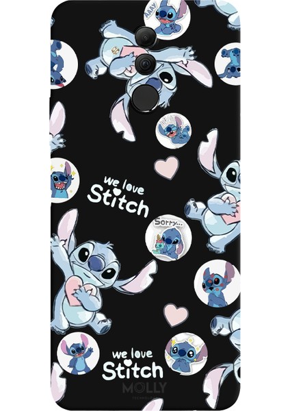 Huawei Mate 20 Lite Için Siyah We Love Stitch Desenli Silikon Kılıf