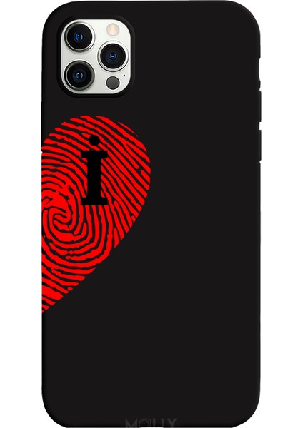 iPhone 11 Pro Max Için Siyah I-Harfli Touch Of love Desenli Silikon Kılıf