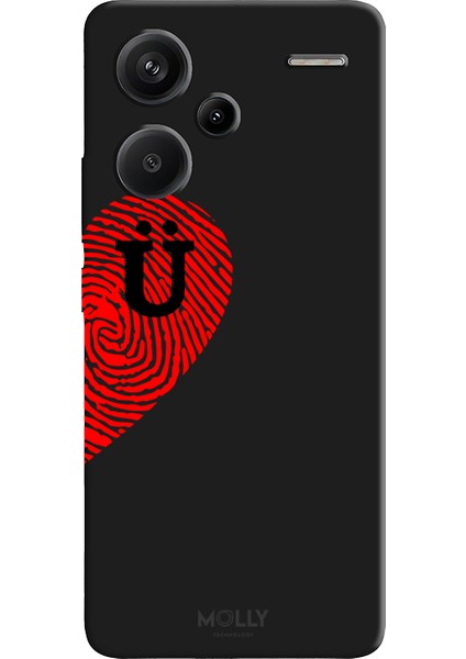 Xiaomi Redmi Note 13 Pro Plus 5g Için Siyah Ü-Harfli Touch Of love Desenli Silikon Kılıf