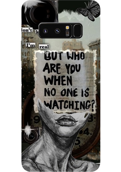 Samsung Galaxy Note 8 Için Siyah Who Am I Desenli Silikon Kılıf