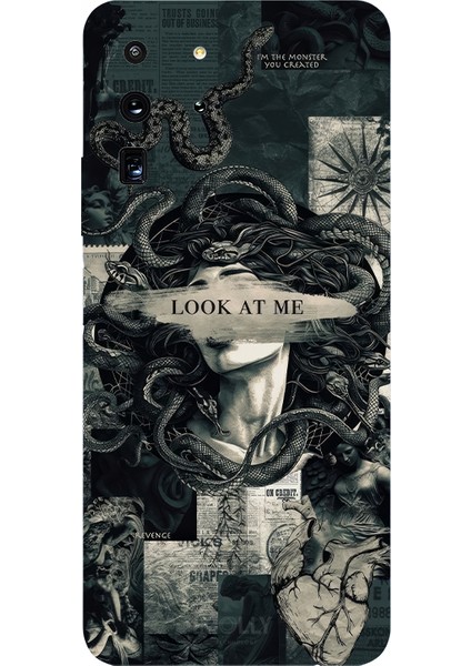 Samsung Galaxy S20 Ultra Için Siyah Medusa's Gaze Desenli Silikon Kılıf