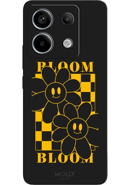 Xiaomi Redmi Note 13 Pro 5g Için Siyah Smile & Bloom Desenli Silikon Kılıf