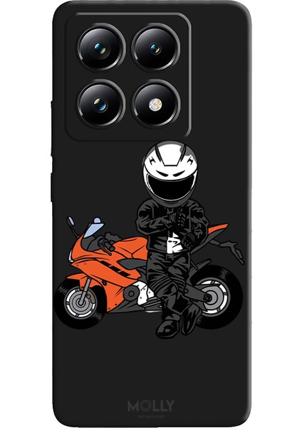 Xiaomi 14T Için Siyah Cool Rider Desenli Silikon Kılıf
