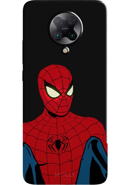 Poco F2 Için Siyah Retro Spider Desenli Silikon Kılıf