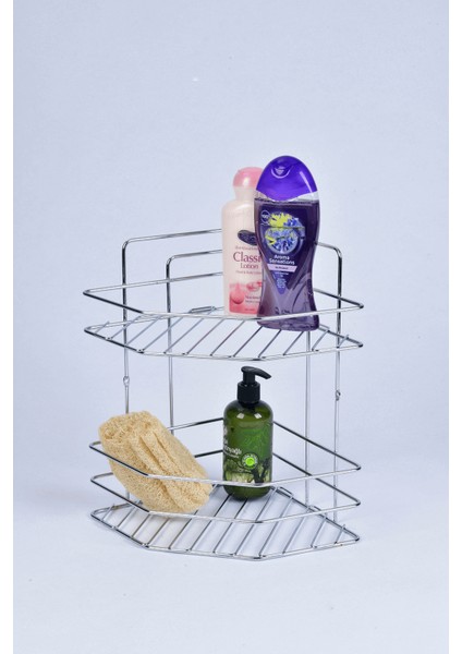 2 Katlı Şampuanlık Paslanmaz Çelik Köşe Tipi Duş ve Banyo Organizeri ve Banyo Köşeliği fırsatları