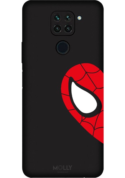 Xiaomi Redmi Note 9 Için Siyah Heart Spider-Man Desenli Silikon Kılıf