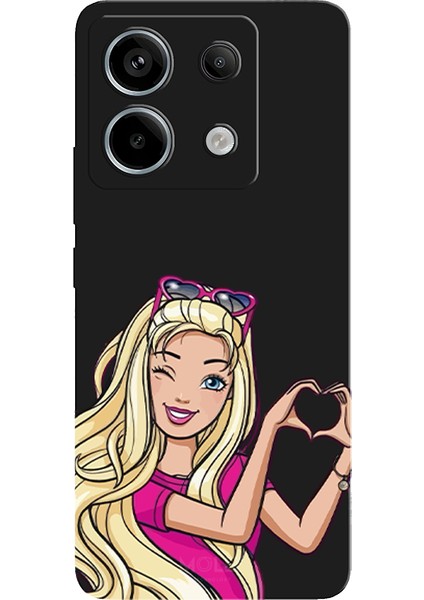 Xiaomi Redmi Note 13 Pro 5g Için Siyah Barbie Heart Desenli Silikon Kılıf