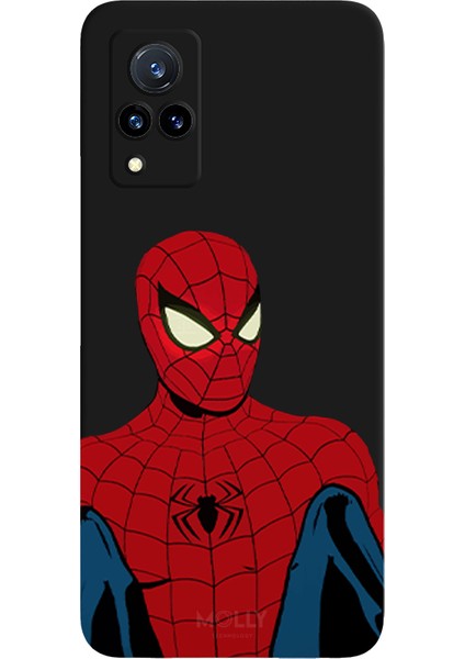 Vivo V21 Için Siyah Retro Spider Desenli Silikon Kılıf