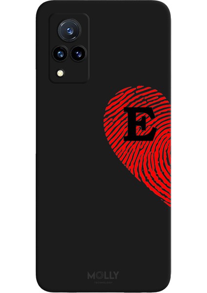 Vivo V21 Için Siyah E Harfli Touch Of love Desenli Silikon Kılıf