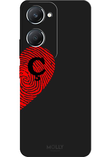 Vivo Y18 Için Siyah Ç-Harfli Touch Of love Desenli Silikon Kılıf