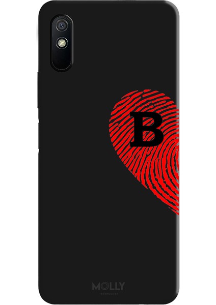 Xiaomi Redmi 9A Için Siyah B Harfli Touch Of love Desenli Silikon Kılıf