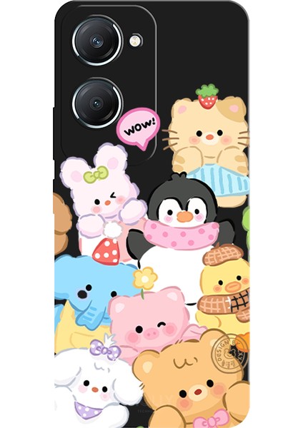 Vivo Y18 Için Siyah Cuddle Crew Desenli Silikon Kılıf