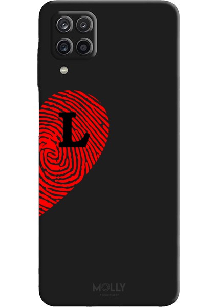 Samsung Galaxy A12 Için Siyah L-Harfli Touch Of love Desenli Silikon Kılıf
