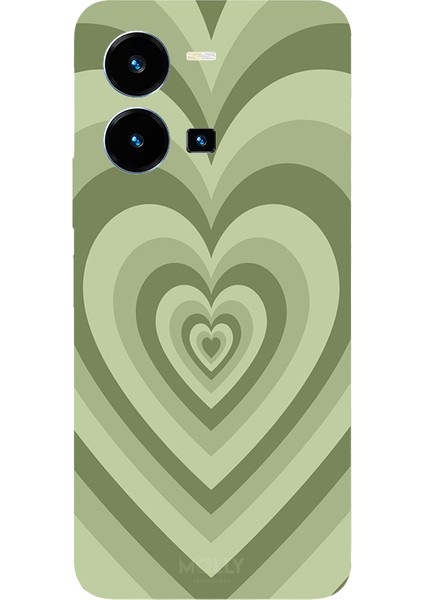 Vivo Y22S Için Siyah Sage Hearts Desenli Silikon Kılıf