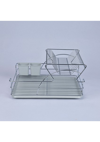 Iki Katlı Su Hazneli Kaşıklıklı Tezgah Üstü Bulaşık Kurutma Sepeti