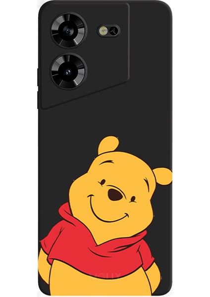 Tecno Pova 5 Için Siyah Pooh Smile Desenli Silikon Kılıf