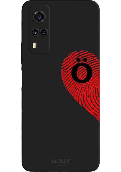 Vivo Y32 Için Siyah Ö Harfli Touch Of love Desenli Silikon Kılıf