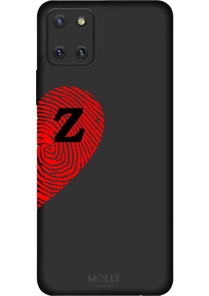 Samsung Galaxy Note 10 Lite Için Siyah Z-Harfli Touch Of love Desenli Silikon Kılıf