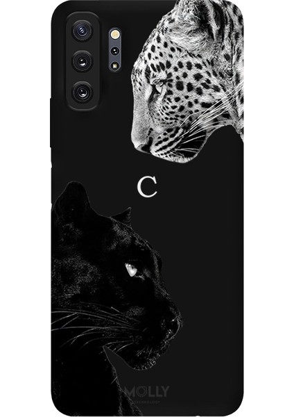 Samsung Galaxy Note 10 Plus Için Siyah C Harfli Wild Lovers Desenli Silikon Kılıf