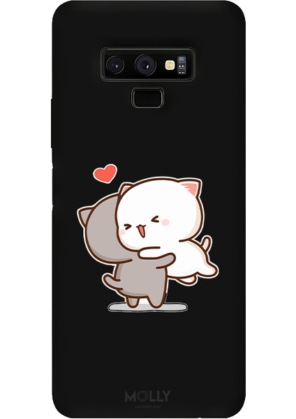 Samsung Galaxy Note 9 Için Siyah Meow Hug Desenli Silikon Kılıf