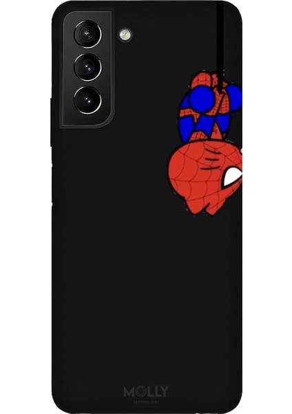 Samsung Galaxy S21 Plus Için Siyah Mini Spider Desenli Silikon Kılıf