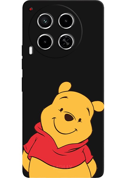 Tecno Camon 30 Için Siyah Pooh Smile Desenli Silikon Kılıf