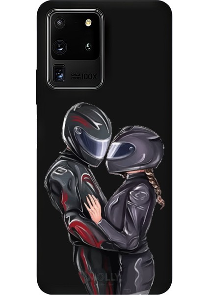 Samsung Galaxy S20 Ultra Için Siyah Ride & Love Desenli Silikon Kılıf