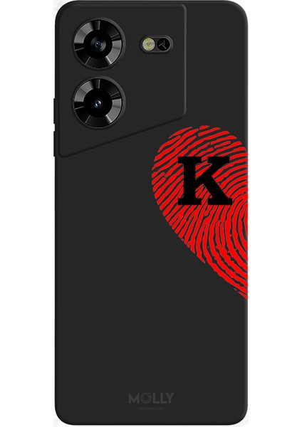 Tecno Pova 5 Için Siyah K Harfli Touch Of love Desenli Silikon Kılıf