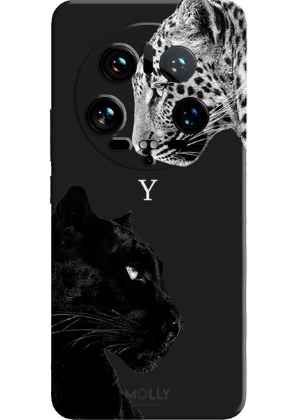 Xiaomi Mi 14 Ultra Için Siyah Y Harfli Wild Lovers Desenli Silikon Kılıf