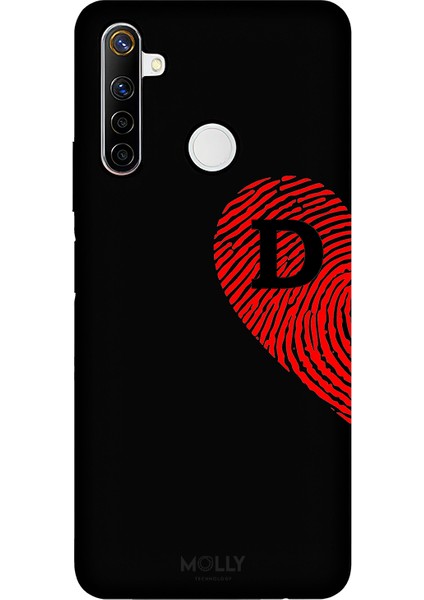 Realme 6i Için Siyah D Harfli Touch Of love Desenli Silikon Kılıf
