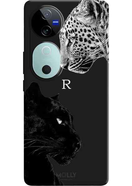 Vivo V40 5g Için Siyah R Harfli Wild Lovers Desenli Silikon Kılıf