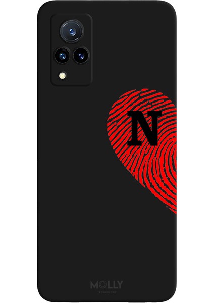 Vivo V21 Için Siyah N Harfli Touch Of love Desenli Silikon Kılıf